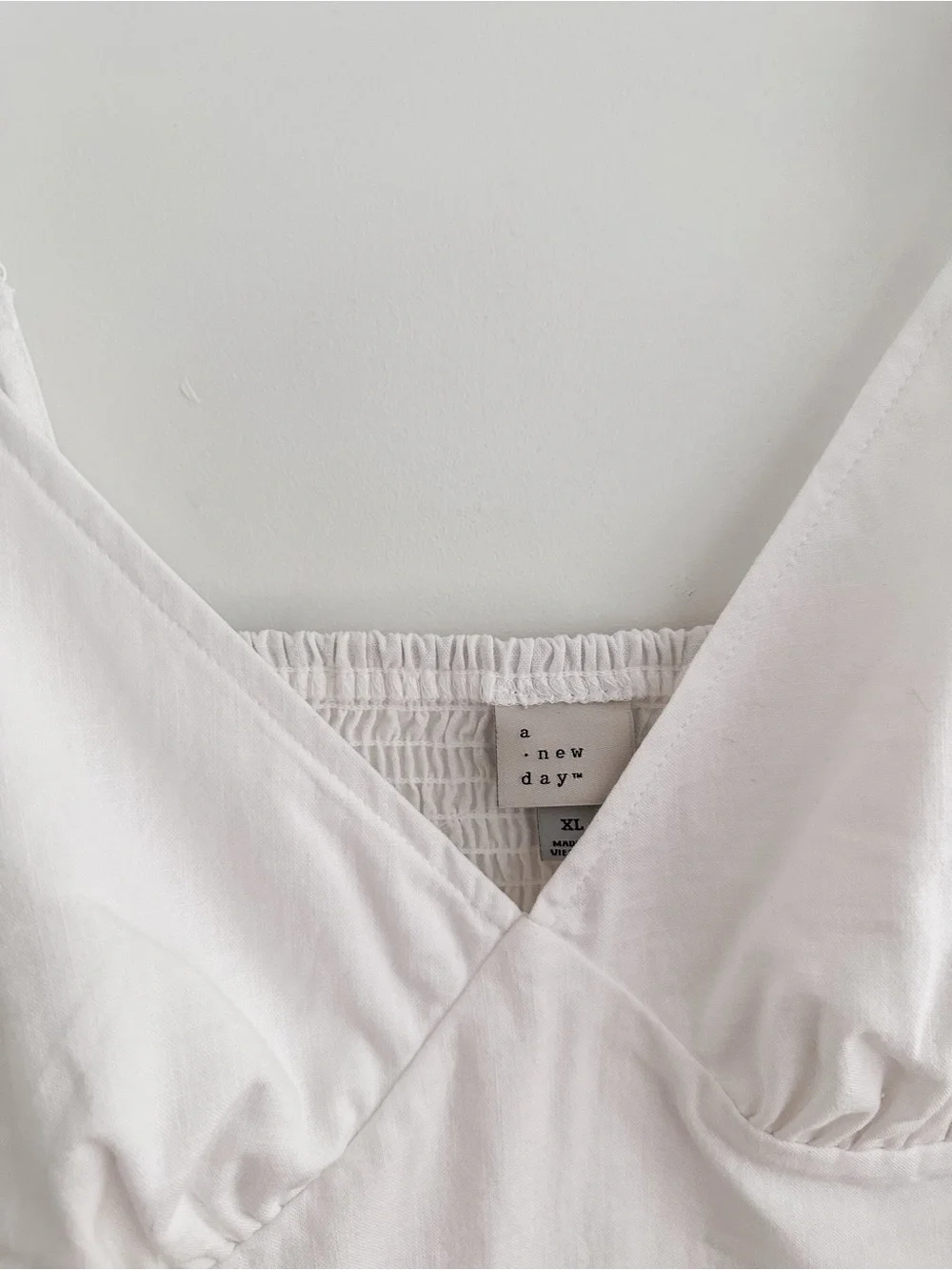 White Cropped Ruffle Sleeve Top Cotton Rayon Smocked Back Boho Size XL NWOT